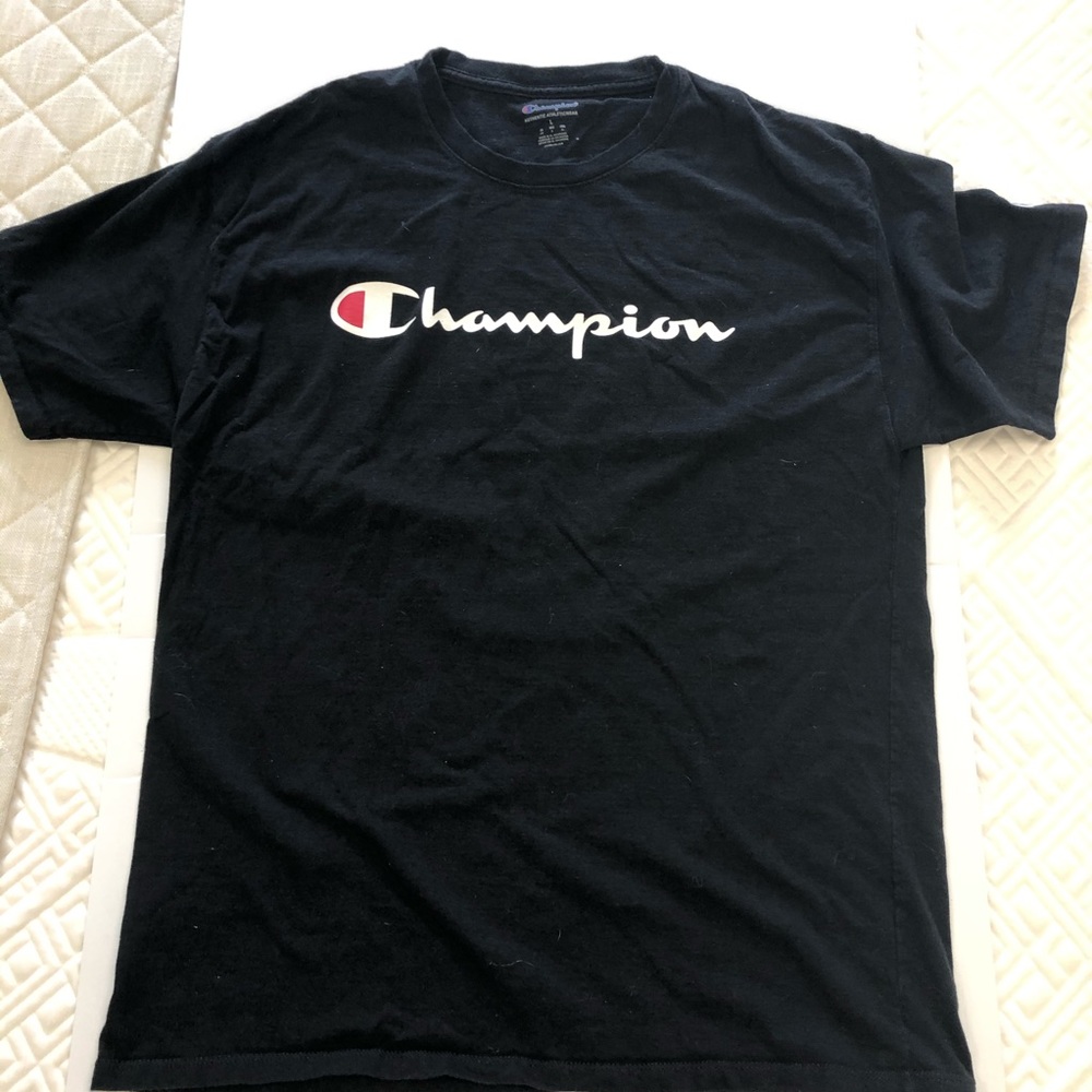 Champion 100% Cotton Black T-shirt Size Large